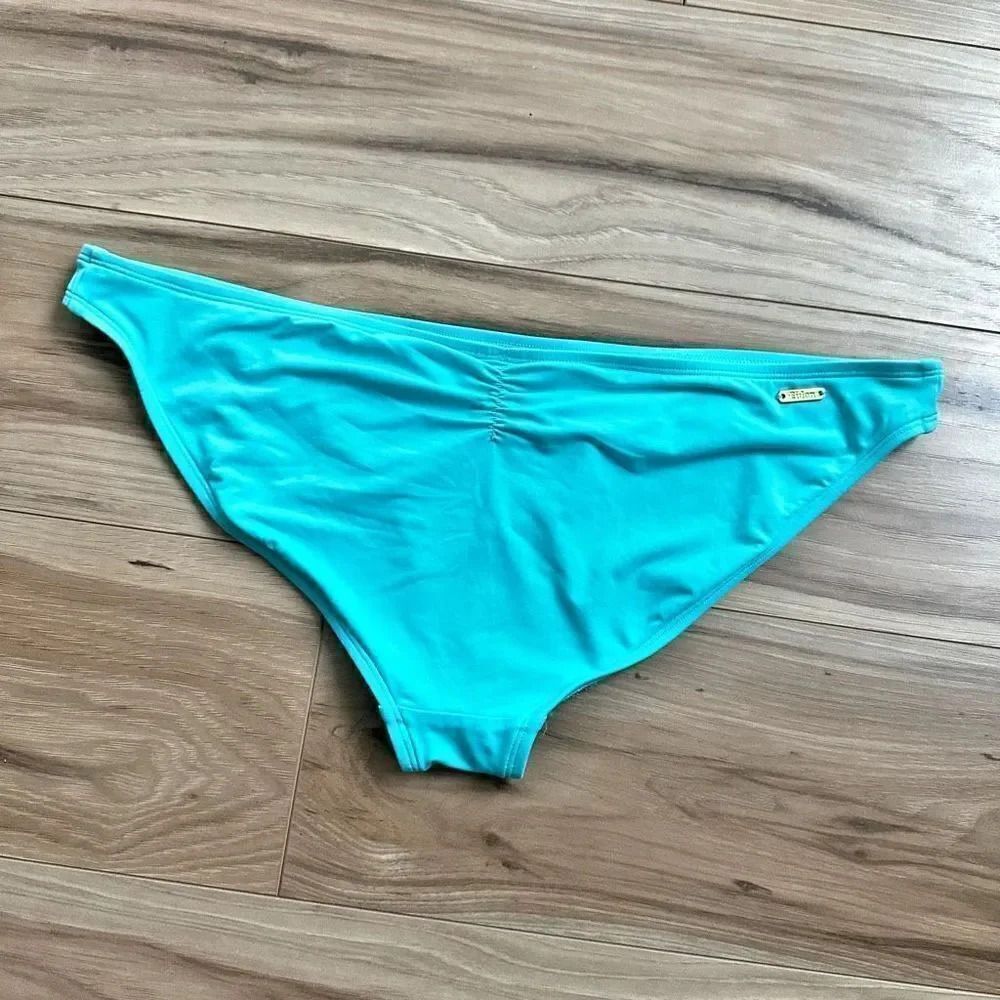EIDON | Solid Bikini Bottom Turquoise Teal Ruching Full Coverage |‎ Size XL